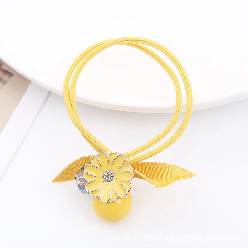 Korean Beaded Hair Rings 5pcs 2025 Elastic Bands Double Line Design Long Hair Friendly Accessories