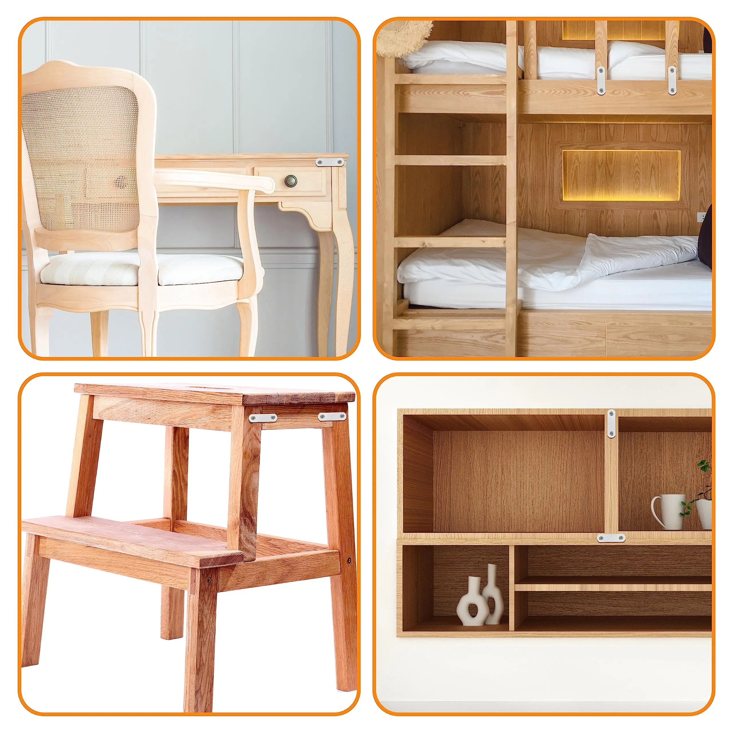 Staffe per tutore piatto dritto in acciaio inossidabile da 2 pezzi. La piastra di collegamento fissa in metallo premium può essere utilizzata per riparare mobili, letti, ecc.