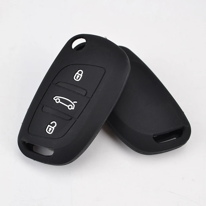 3 Button Silicone Key Fob Cover Case For Citroen C2 C3 C4 C5 DS4 For Peugeot 107 207 307 407 308 607 Car Remote Flip Key Shell