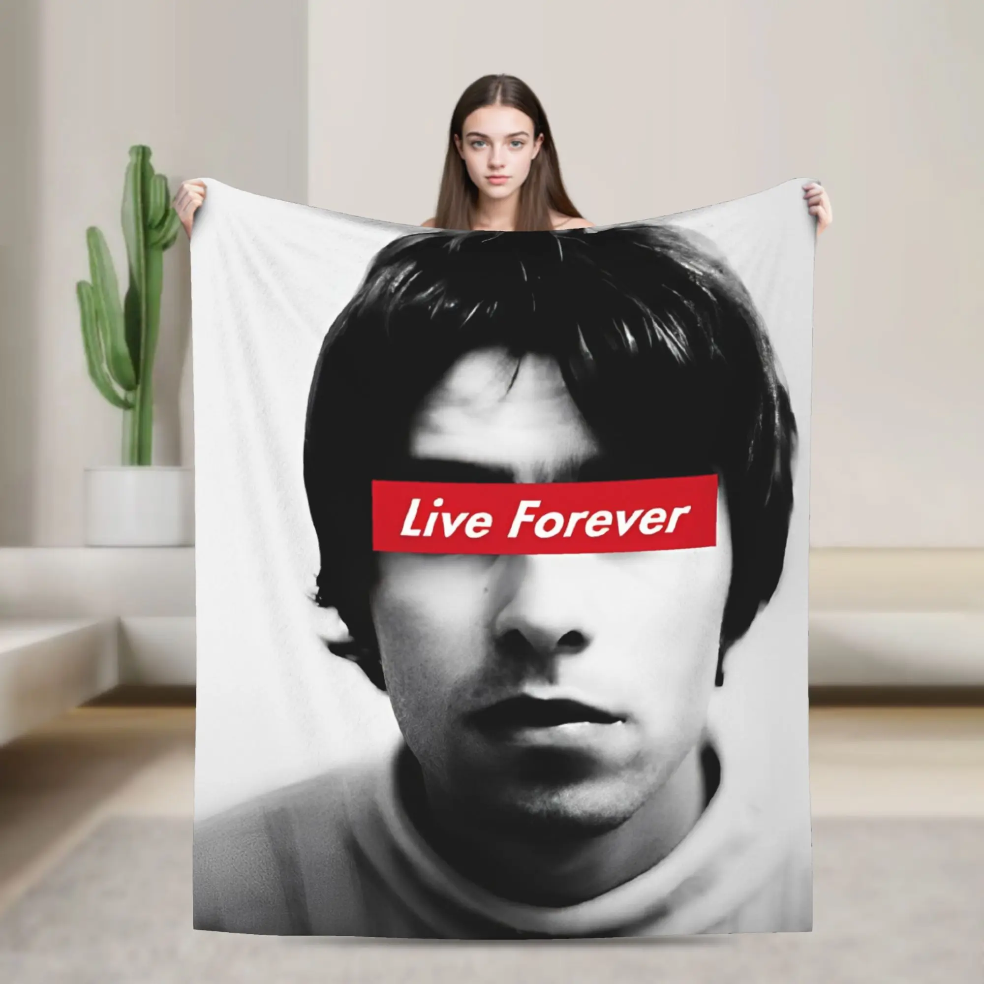 O-Oasis Live Forever Knitted Blanket  Fuzzy Throw Blankets Summer Air Conditioning Personalised Lightweight Bedspreads