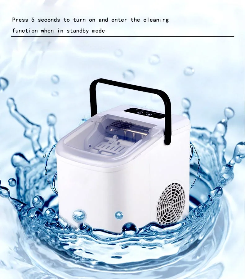 Small household cube ice maker 9 bullets of ice/6 minutes self-cleaning low noise