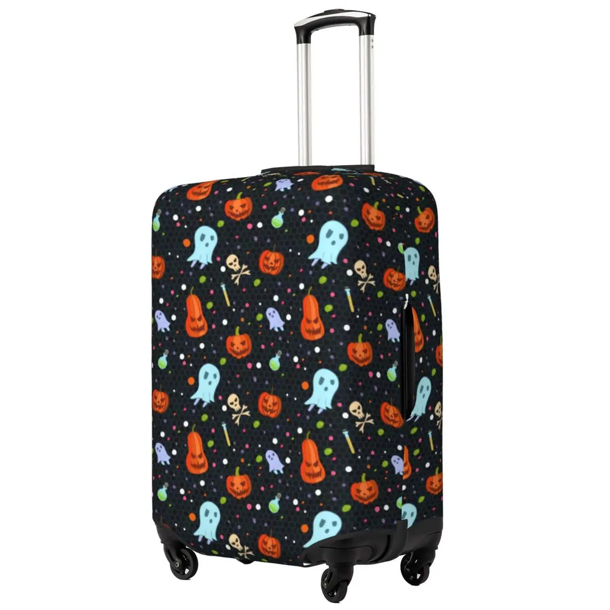 Ghost And Pumpkin Suitcase Cover Holiday Halloween Art Elastic Luggage Case Cruise Trip Protection