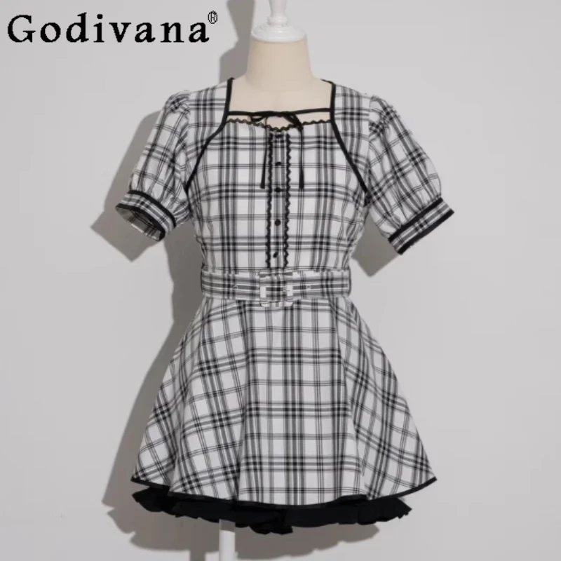 

Japanese Style Sweet Dress Set Summer New 2025 Mine Mass-produced Cross-strap Ruffle Edge Short-sleeved Top+Shorts 2-piece Set