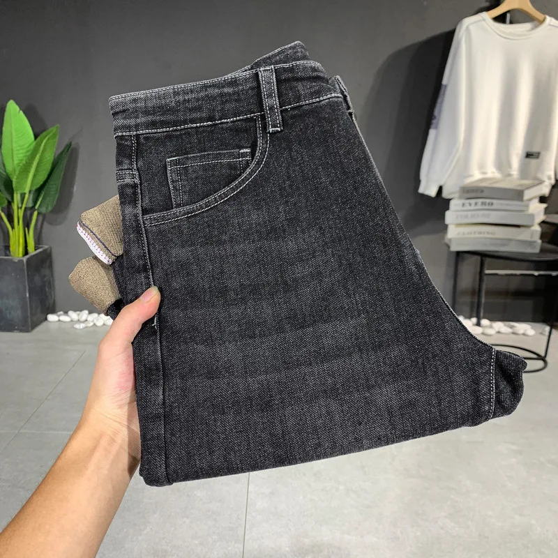 Autumn And Winter New Jeans Men\'S Fashion Casual All Straight Tube Stretch Slim Korean Version Of The Trend Light Luxury Denim