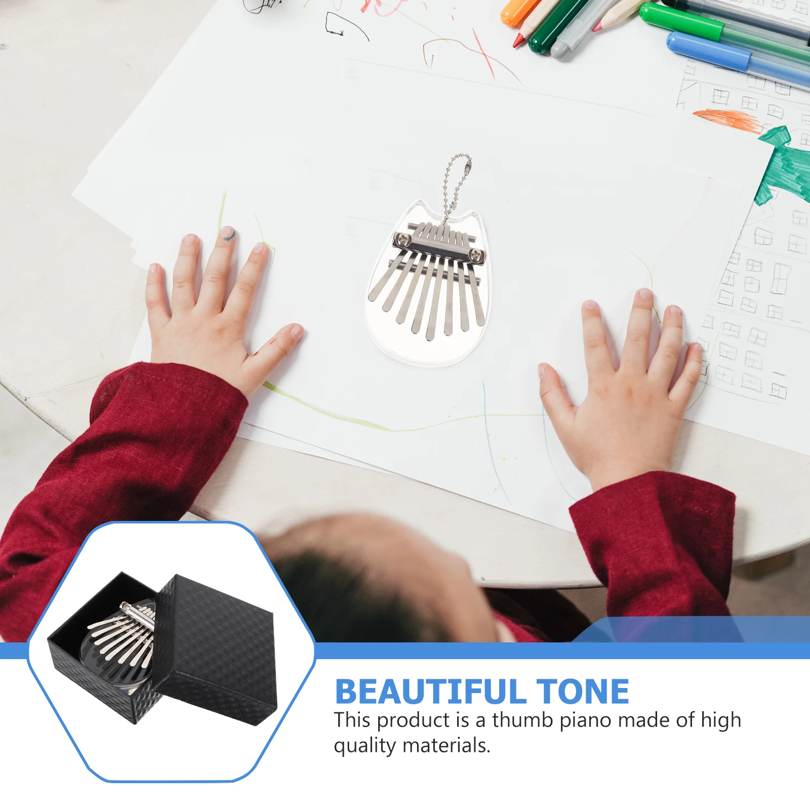 

Thumb Piano Mini Eight Note Finger Musical Coffee Keys Portable Functional Instruments Kalimba Eight-tone Child