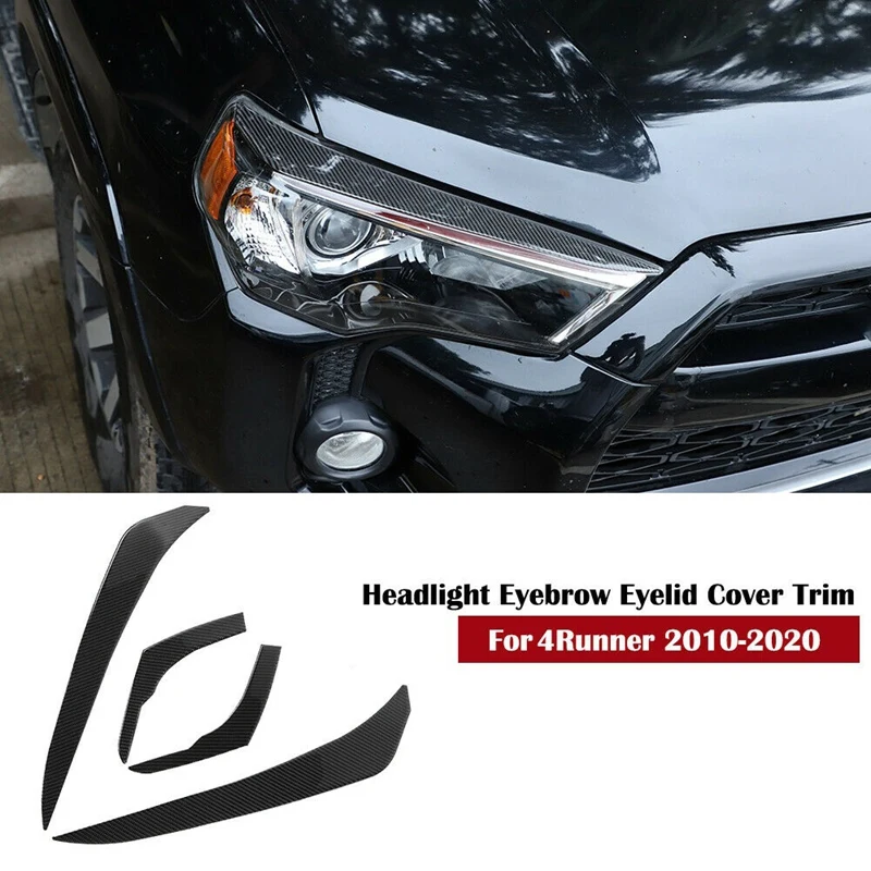 

Real Carbon Fiber Headlight Eyebrow Eyelid Cover Trim For Toyota 4Runner 2010-2020