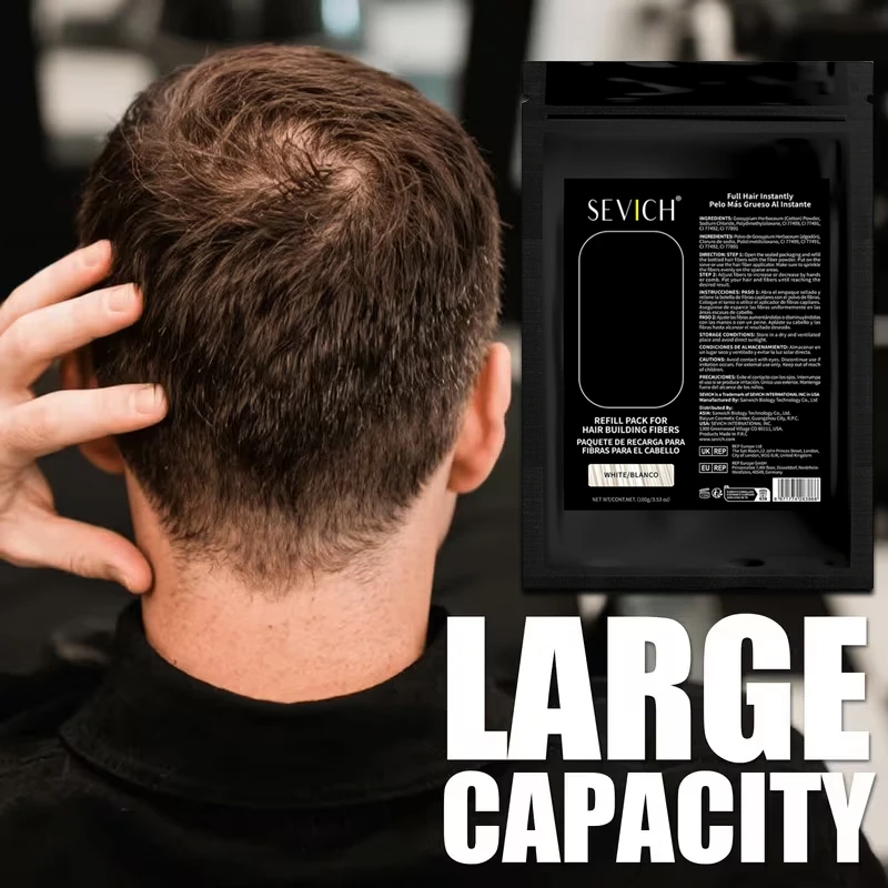 Serat Rambut Sevich 100g 10 Warna Serbuk Serat Keratin untuk Menambah Volume Rambut, Penambah Pertumbuhan Rambut Instan, Isi Ulang 50g Produk Perawatan Rambut