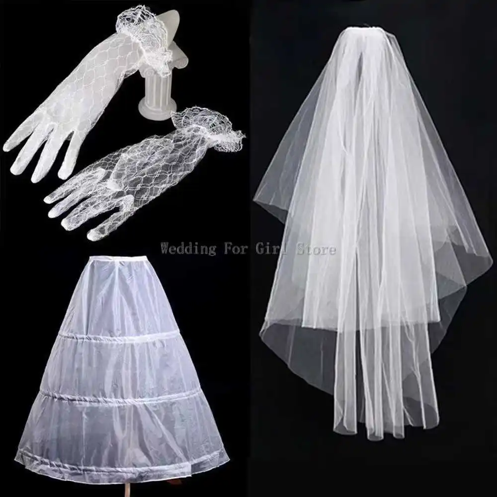 Wedding Accessories Three Pieces Set (Petticoat+Glove+Veil)