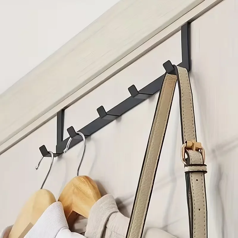 Moderner Türhakenhalter ohne Bohren, fünfreihiger Kleider-, Hut- und Taschenorganizer für die Haushaltsorganisation – Detail 2