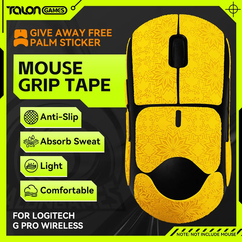 

Yellow TALONGAMES Mouse Grip Tape SnowPattern For Logitech GPRO Wireless /GPW,Palm Sweat Absorption,All Inclusive Anti-Slip Tape