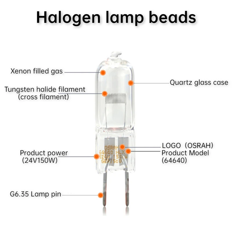 （5PCS）OSRAM 64258C / 12V20W Halogen lamp beads operating shadowless lamp bubble microscope beads