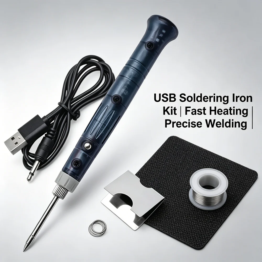 5V 8W USB Soldering Iron Kit Adjustable Temperature Welding Pen with Holder and Solder Wire for DIY Electronic Circuit Repair