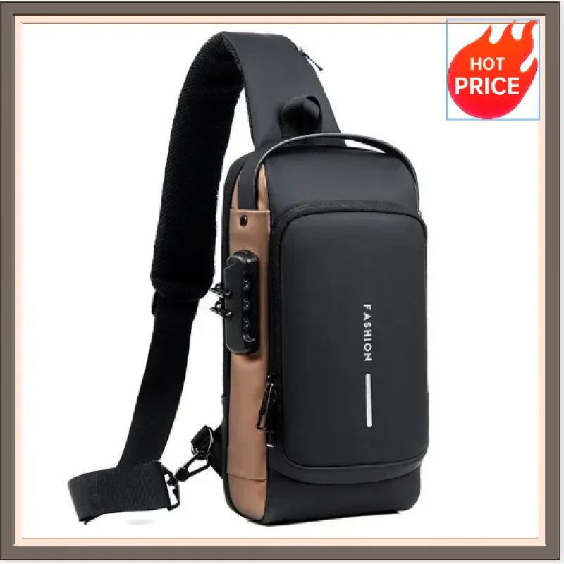 Bolso de pecho antirrobo con carga USB para hombre