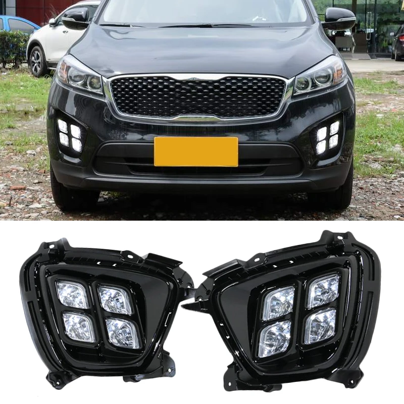 

OKEEN LED Daytime Running Lights For KIA Sorento 2015 2016 2017 Car Front Bumper Driving Fog Daylights DRL Auto Accessories 12V