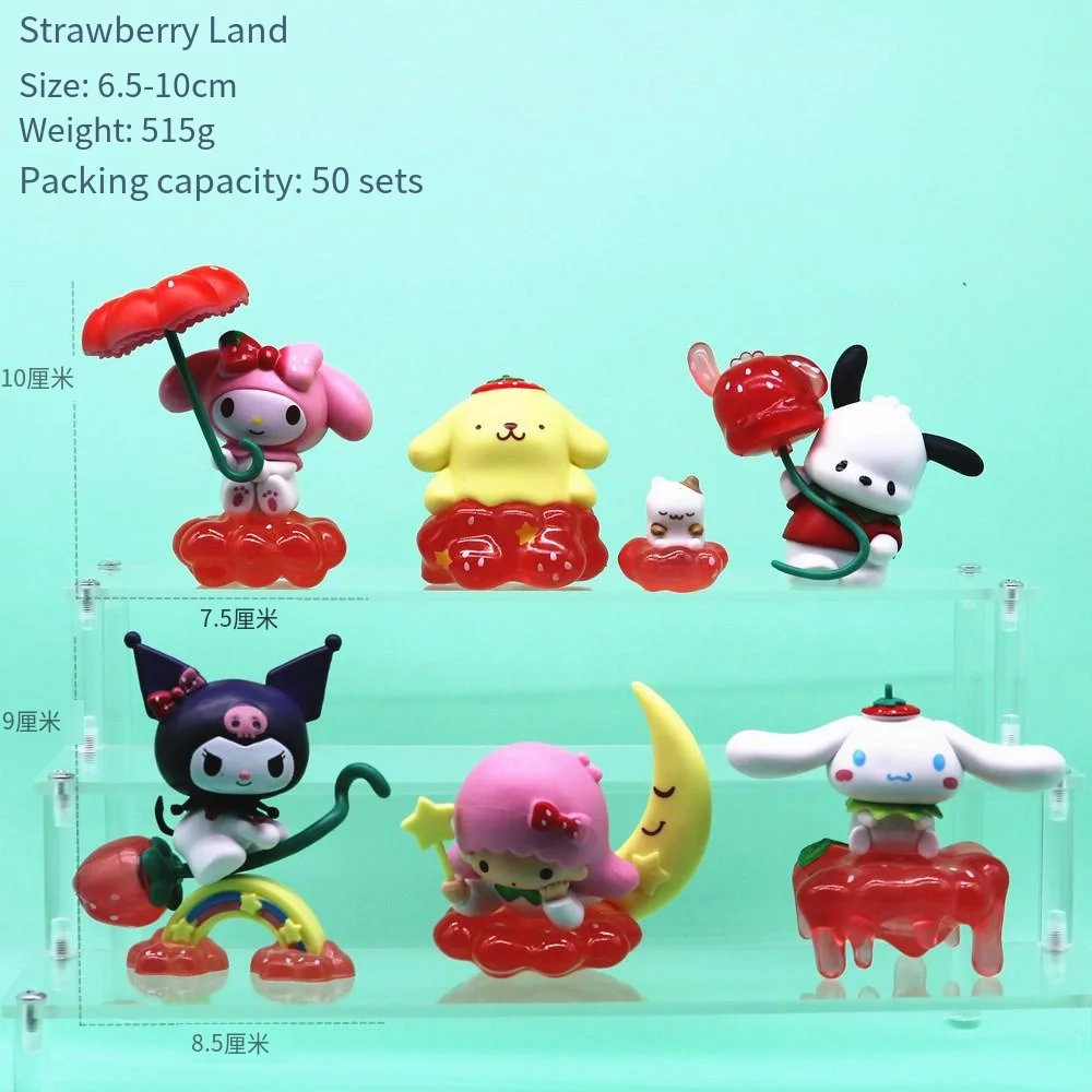 

6 шт./набор Sanrio Клубничная ферма серия Kuromi Melody Cinnamoroll Pompompurin экшн-фигурки украшения куклы в подарок