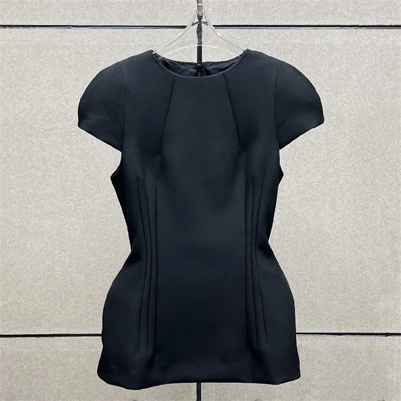 women's dresses New waist cinching slim mini dress for autumn 2026 shoulder pad round neck short dress party dress casual dress