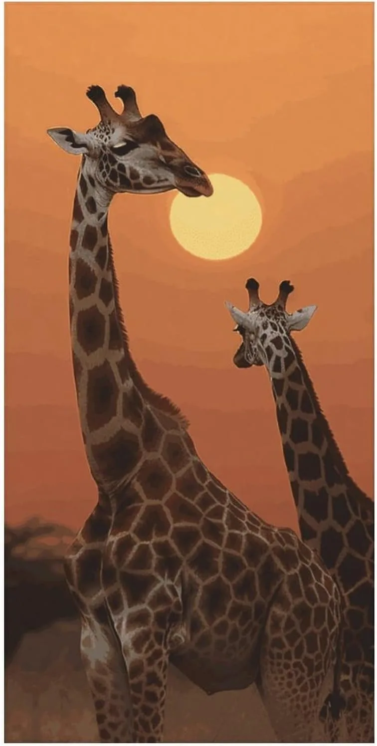 Sunset Giraffes Beach Towel: Perfect for Beach Adventures! Suitable for towels, bath towels, beach towels
