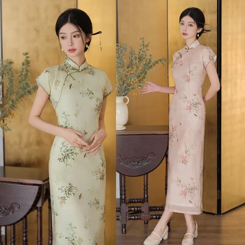 الرجعية الوطنية نمط طويل الأكمام شيونغسام تشى باو الصيف الجديدة تحسين الصينية اليومية #4