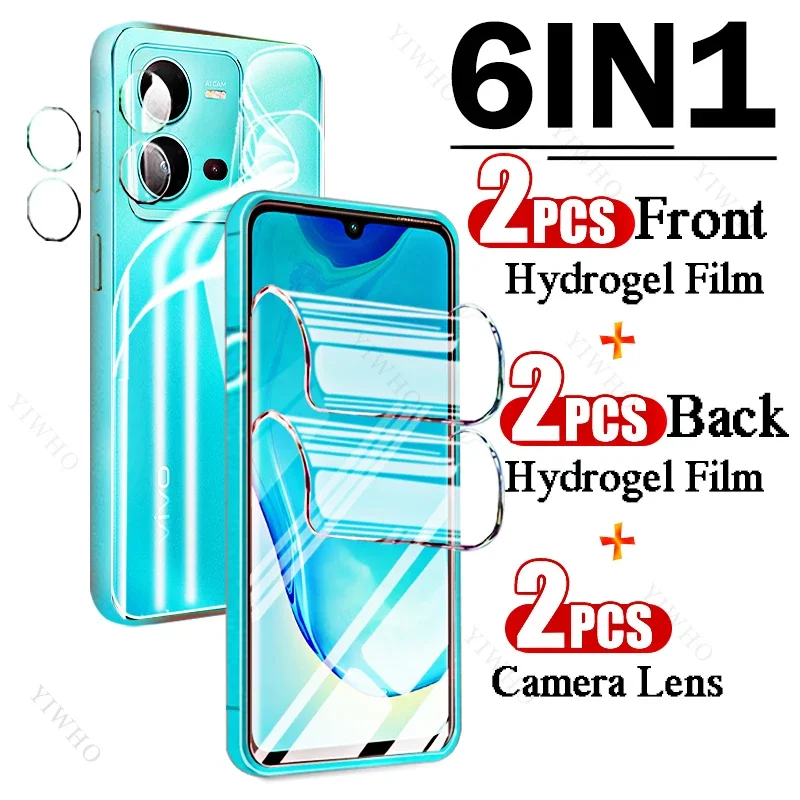 9in1 Safety Full Covers Front Back Hydrogel Film for Vivo V25 V2202 Fingerprint Screen Protectors for Vivo V 25 Camera Lens HD