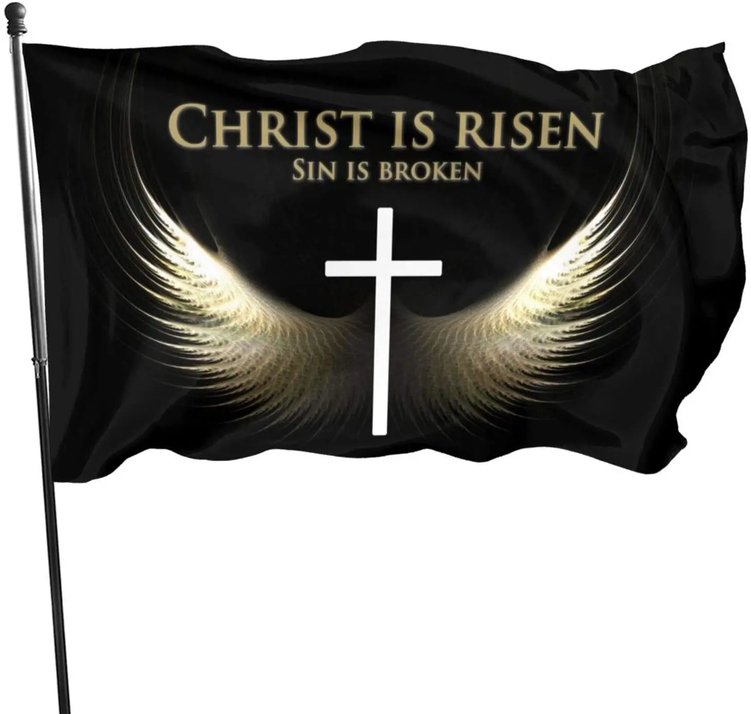 Jesus Christ He is Risen Christian 3x5 Flags for Home Decorative Yard Deluxe Outdoor Banner