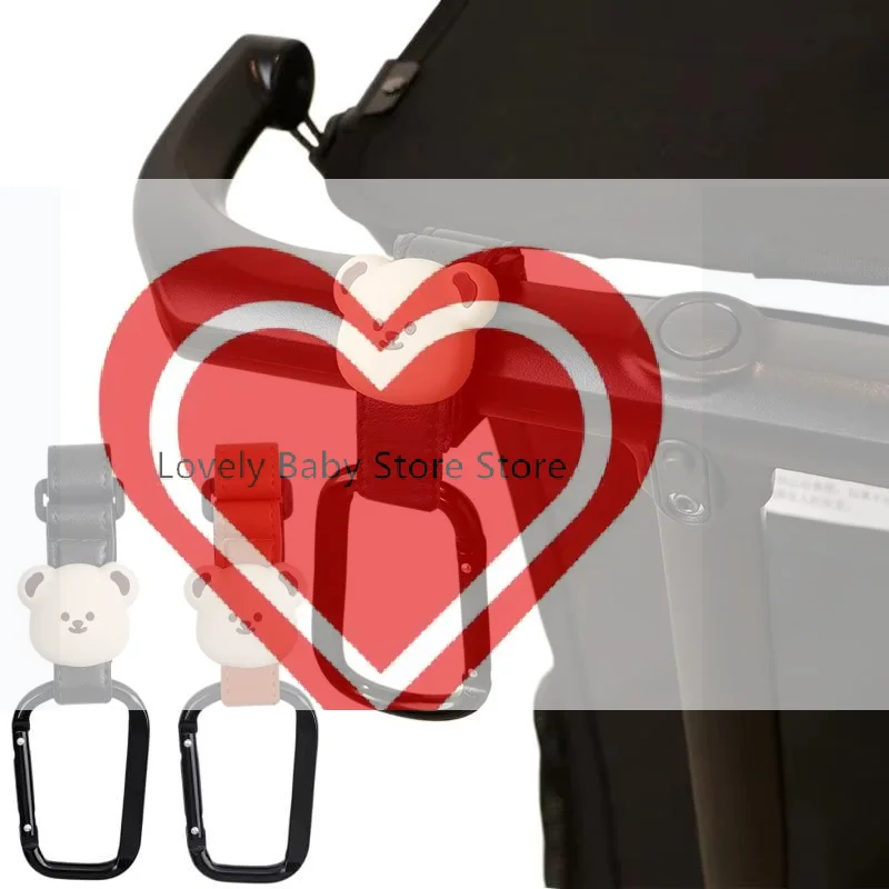 【BS】1/2Pcs Baby Stroller Hooks Cute Cartoon Bear Bicycle Stroller Organizer Hook PU Leather Hooks For Hanging Baby Stroller