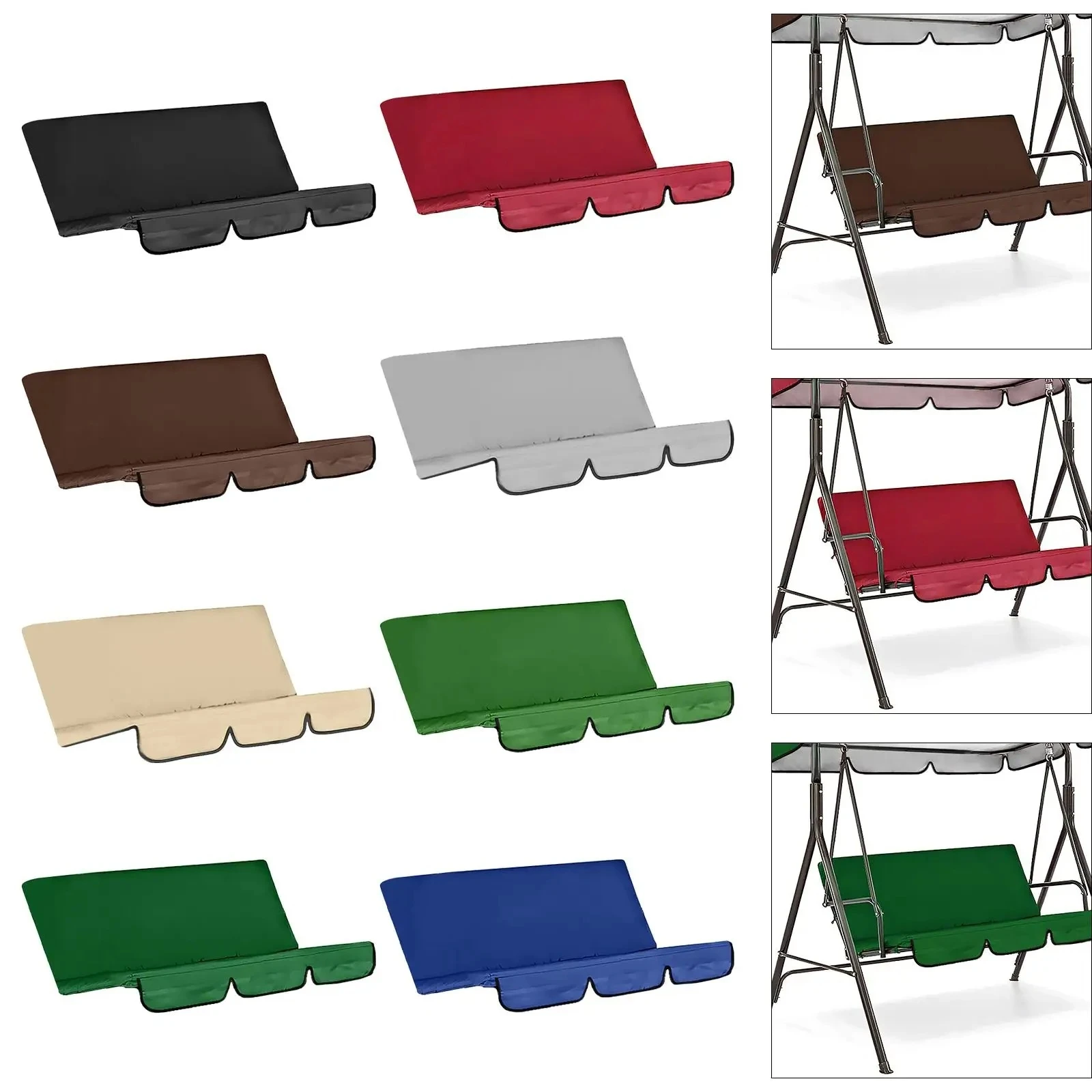 Outdoor Swing Chair Cushion Cover, Waterproof Oxford Fabric Replacement, Protector for 3-Seater Patio Porch Garden Yard Swings