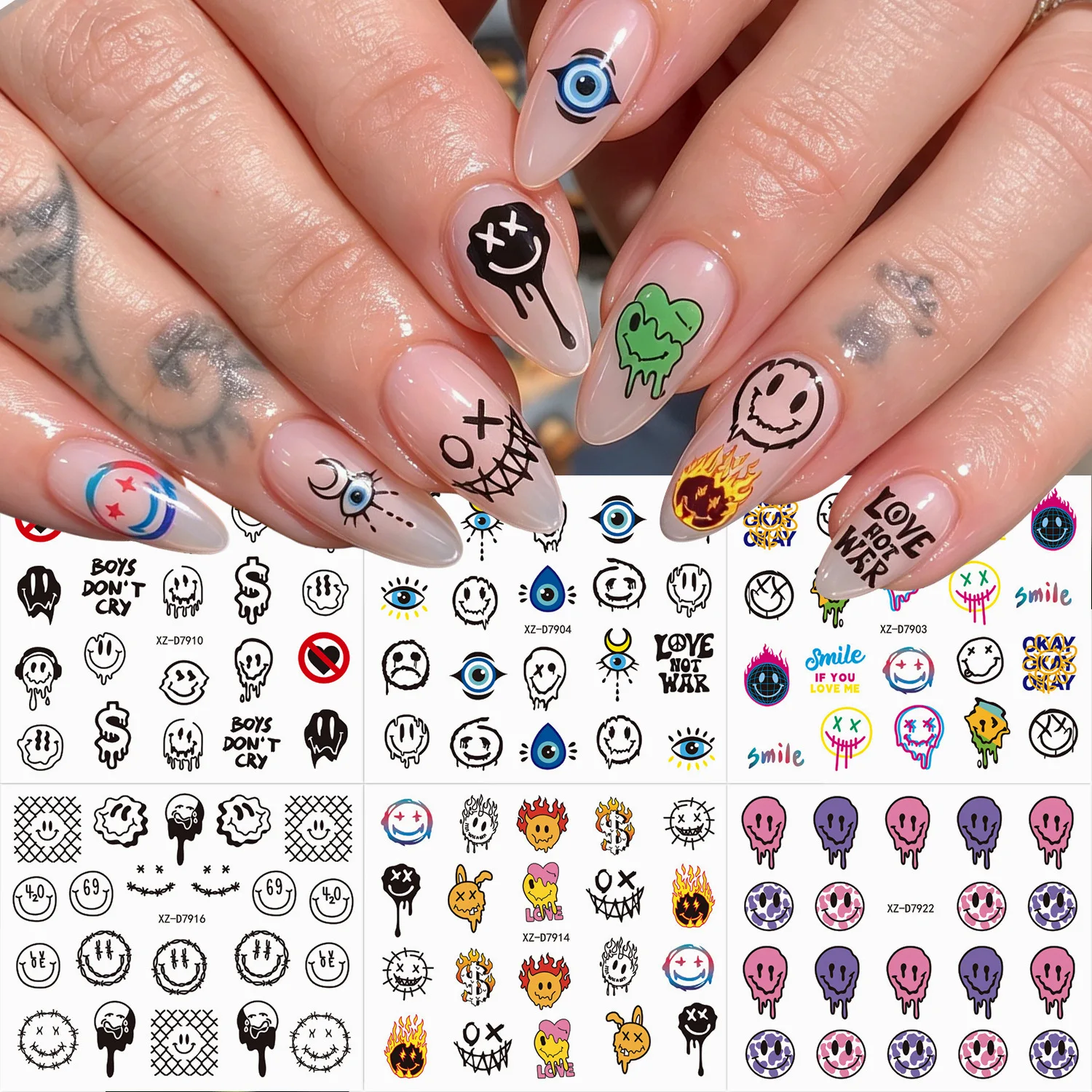 30 Stück Niedliche Hunde Katzen Tier Hasen 3D Cartoon Relief Selbstklebende Nagelkunst-Aufkleber Süße Welpen Kätzchen Stern Maniküre – Detail 14