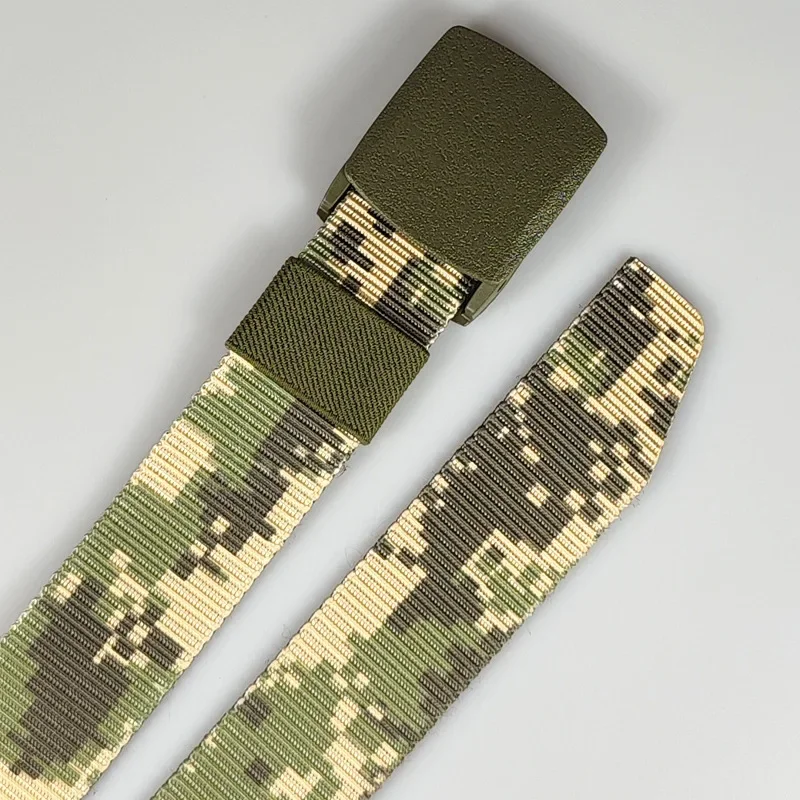 Unisex Military Camouflage Nylon Adjustable Belt Outdoor Travel Tactical WaistbandNo Metal Buckle Trousers Jeans Belts for Momen