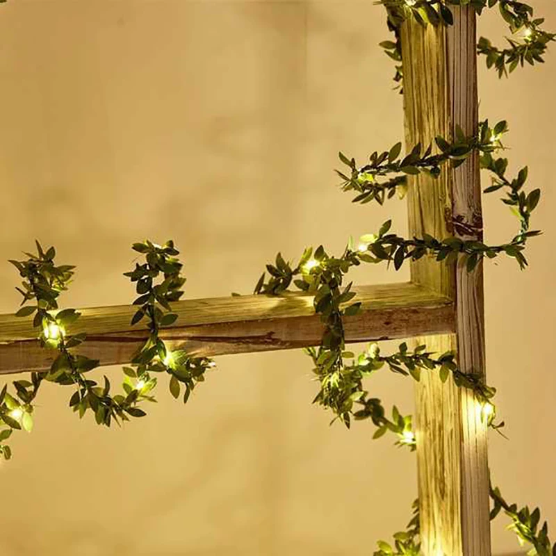 Ghirlanda di foglie minuscole verdi, luce della stringa di vite, a batteria, festa di nozze, vacanze di natale, decorazione del Patio, 2m, 20led