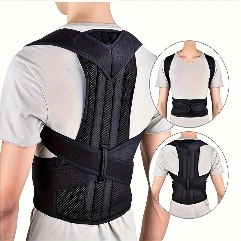 

1pc Adjustable Back Support Posture Corrector,Lumbar Support,Adjustable Straps&Mesh Back for Breathability,Stop Hunching