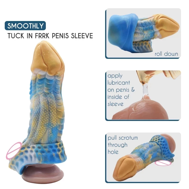 HESEKS Silicone Penis Sleeve Delay Ejaculation Cock Sleeve Reusable Penis Ring Enlargement Chastity Device Sex Toys For Men