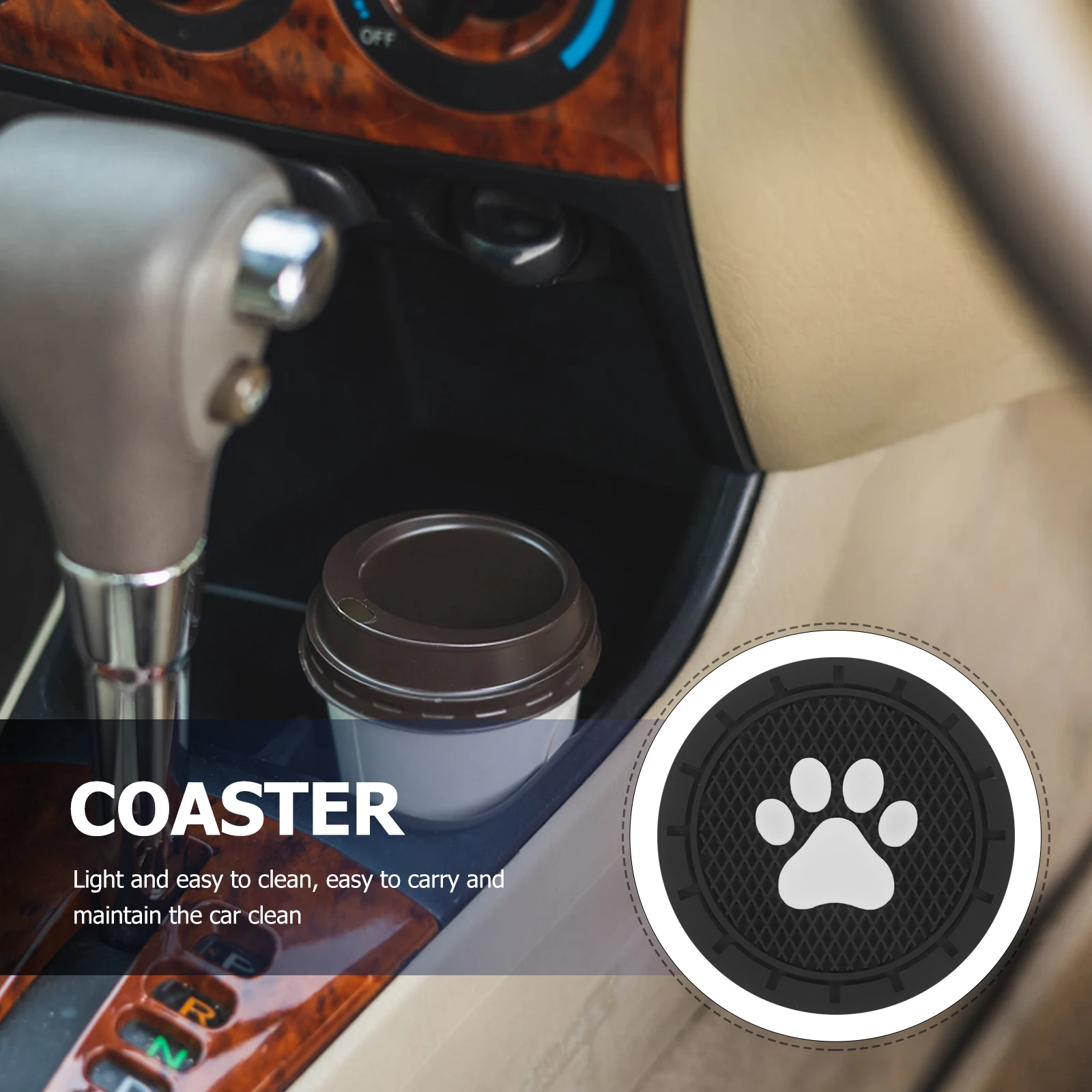 

4pcs Car Cup Coasters Paw Pattern Non-Slip Heat Resistant Round Mats For Vehicle Interior Cup Holder Protection Automotive