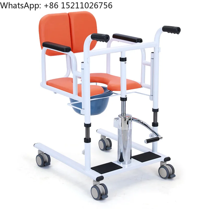 New Design Portable Medical Hydraulic Move Toilet Patient Transport Lift Transfer Patient Chair with Commode