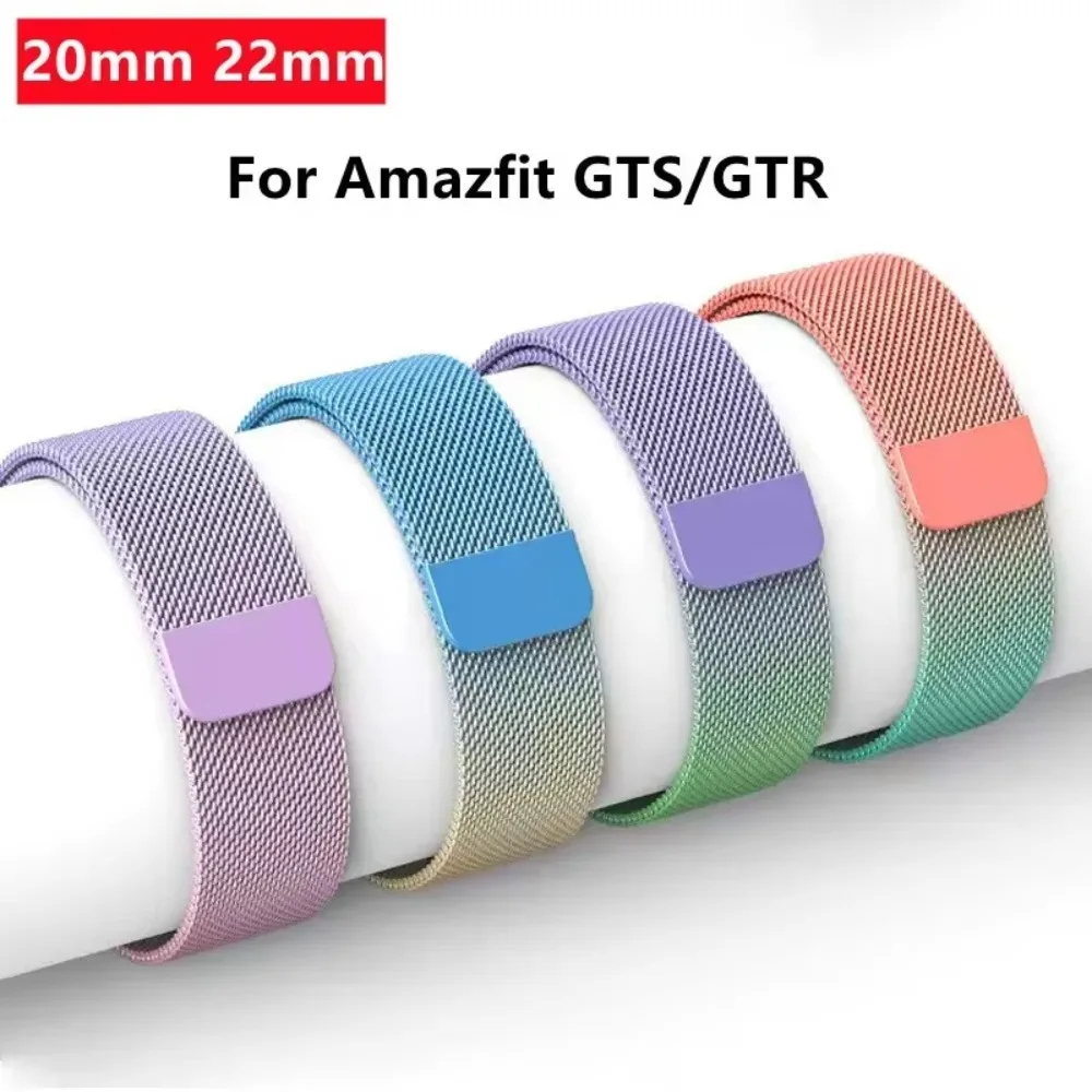 Amazfit GTS 4 Milanese Loop Band, 20mm 22mm Stainless Steel Mesh Magnetic Strap for GTR 47mm 42mm Bip 5, Gym Running