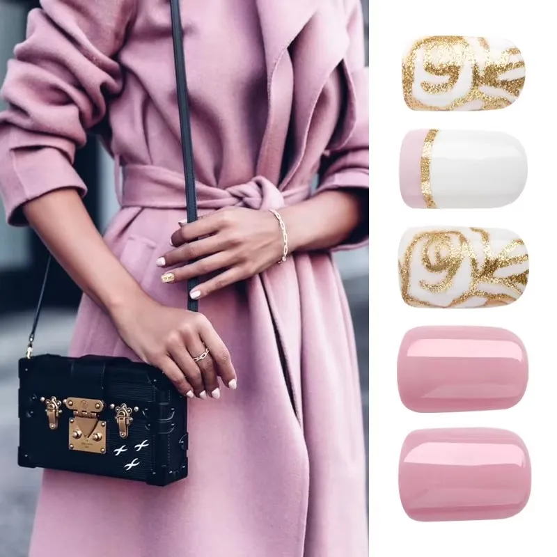 

Fengshangmei ABS Artificial False Fingernails French Style Non-Toxic Full Cover Wholesale Nail Tips Glue Double Adhesive Sticker
