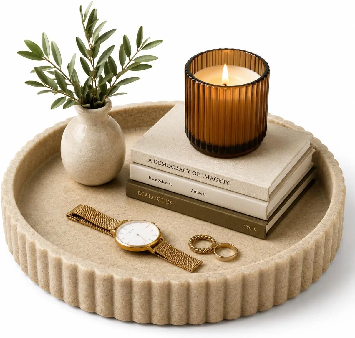 OAKOA Resin round Tray Coffee Table Decorative Centerpiece Living Room Home Decor Bandejas Decorativas