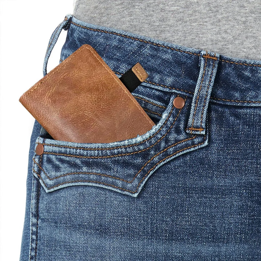 Rfid Blocking Leather Front Pocket Wallet For Men Slim Minimalist Men's Credit Card Holder Ultra Thin Wallet Male With ID Window