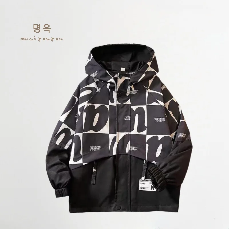 2026 Big Size Spring fall Teenager Boys Coats Casual Outdoor Hooded Sweatshirt For Kids 5-14 Yrs  Children Windbreaker Jacket