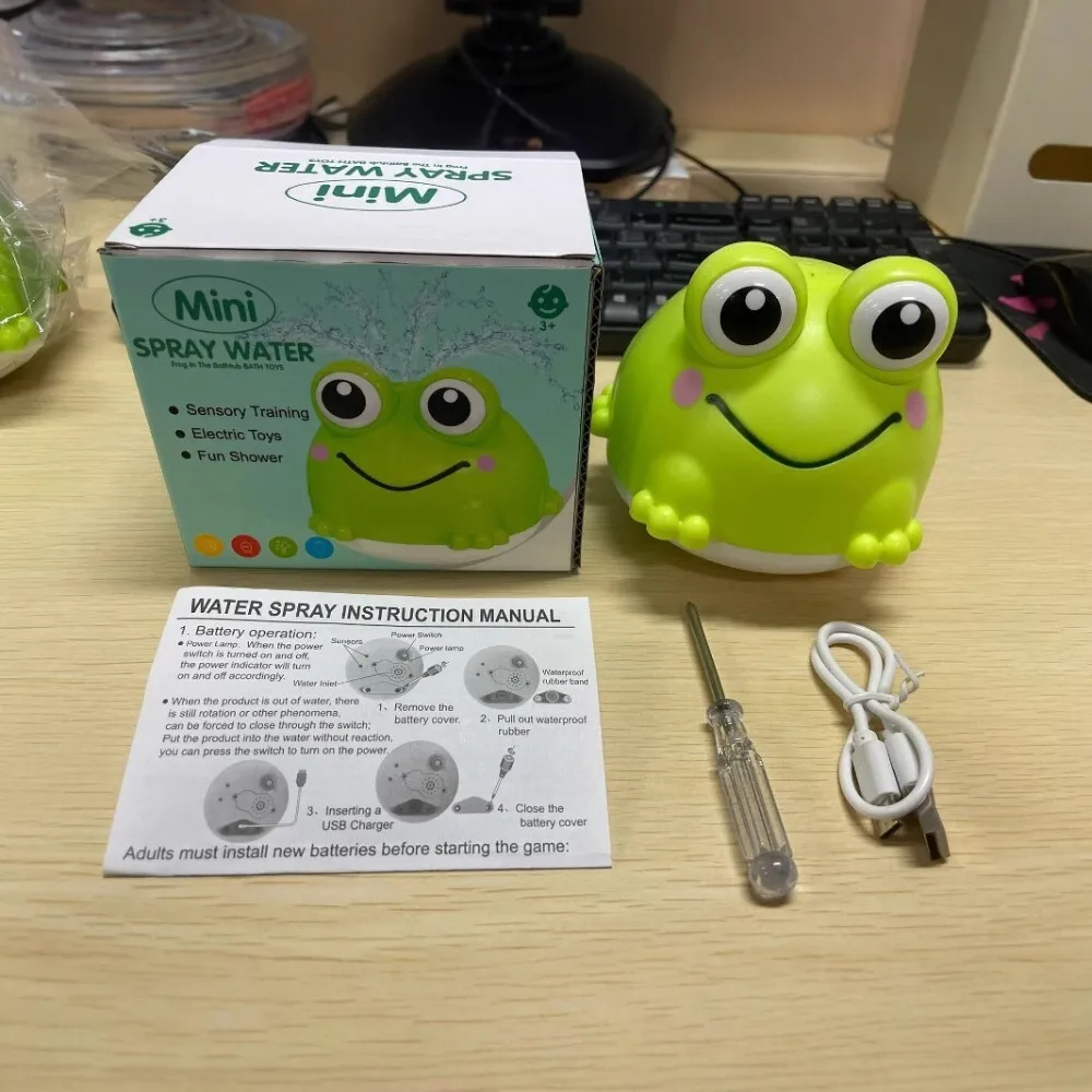 Bola de pulverização de água em forma de sapo, brinquedo fofo para crianças, banho de verão ao ar livre, jogo de água, atividade divertida, piscina, praia, acessório de jogo