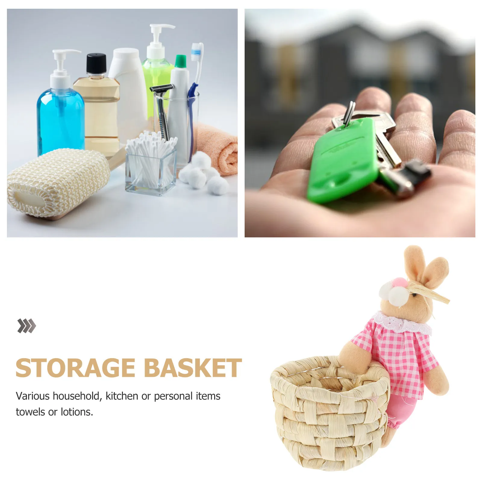 Bunny Storage Basket Handmade Woven Corn Husk Decorative Basket for Desk Office Dormitory Pen Holder Organizer Storage Baskets