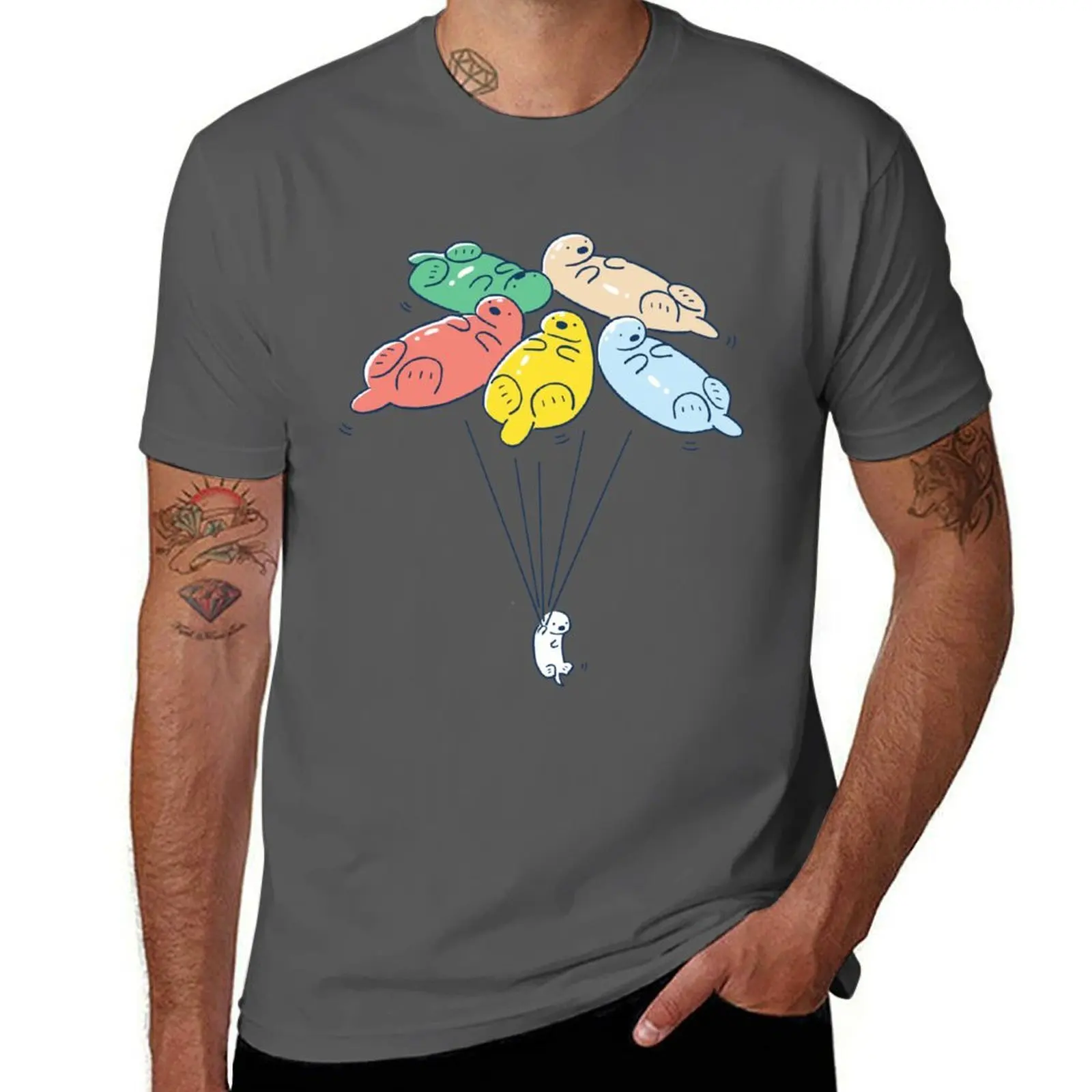 

balloon sea otter T-Shirt Urban Style Casual Short Sleeve Top