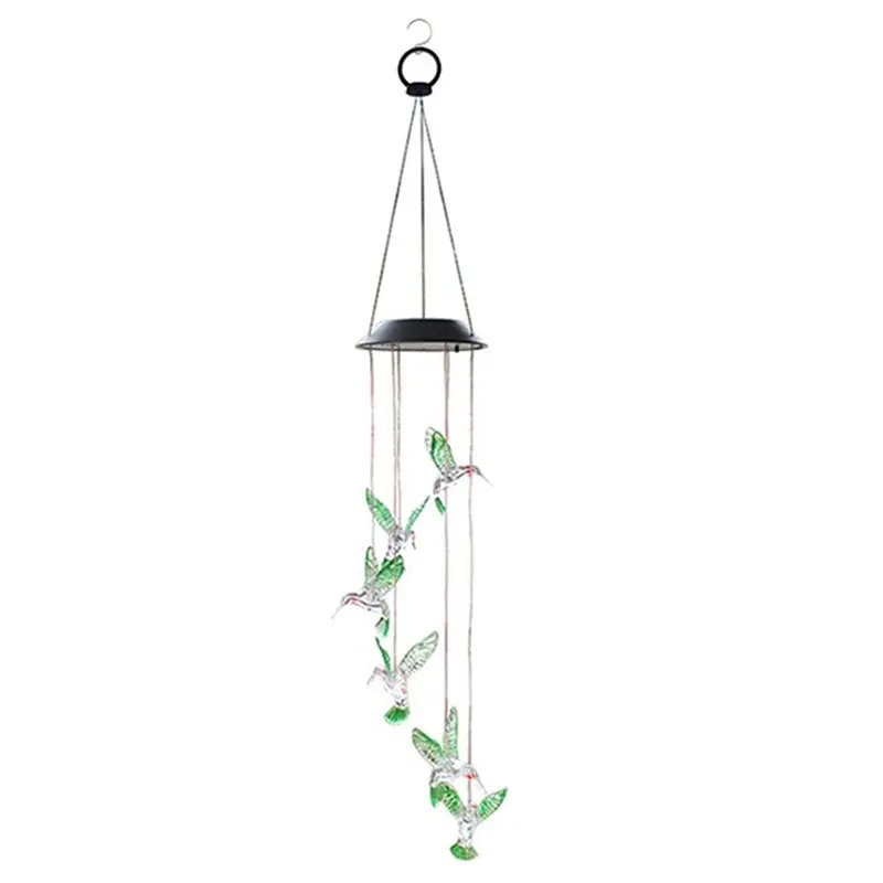 ABCA-2X Hummingbird Outdoor Solar Lights, Solar Wind Chime Lights, Hanging Gifts For Mom And Grandma Green