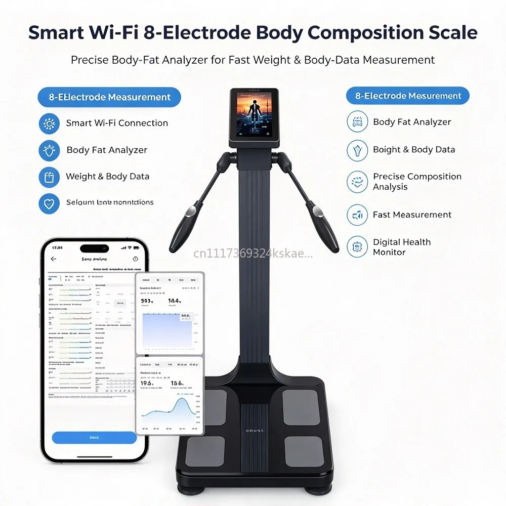 Smart Wi‑Fi 8‑Electrode Body Composition Scale, Precise Body‑Fat Analyzer For Fast Weight & Body‑Data Measurement