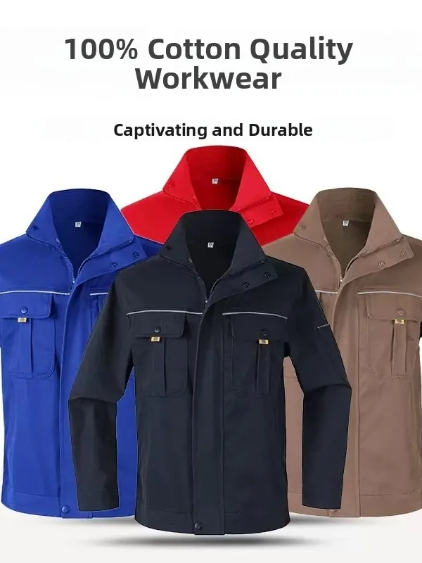 

Pure Cotton Long Sve Work orm Set for Men Construction Site Labor Protection Clothing Stand Collar W Workwear