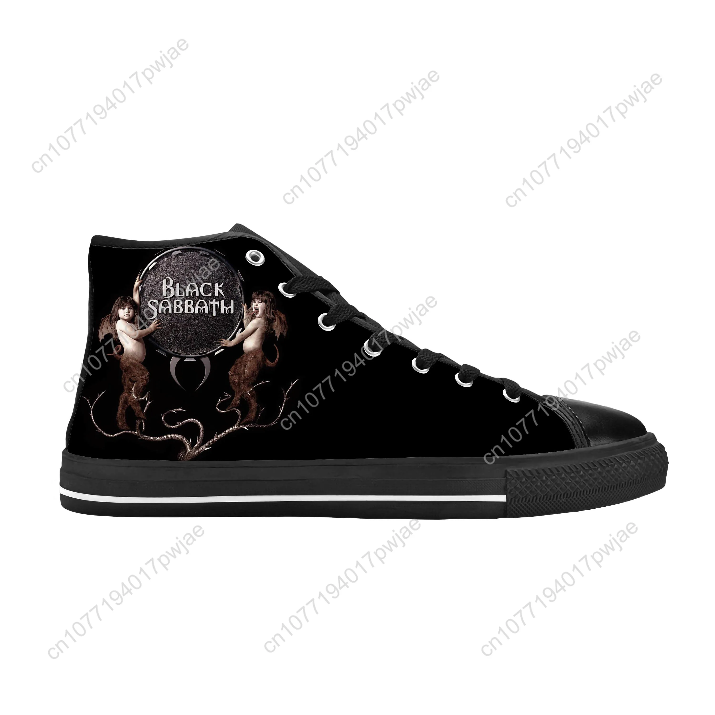 Sabbeds-Cantor de Banda de Rock Metal Pesado Masculino e Feminino, Sapatos de Pano Casual Preto, Cima Alta, Tênis Respiráveis Confortáveis, Impressão 3D