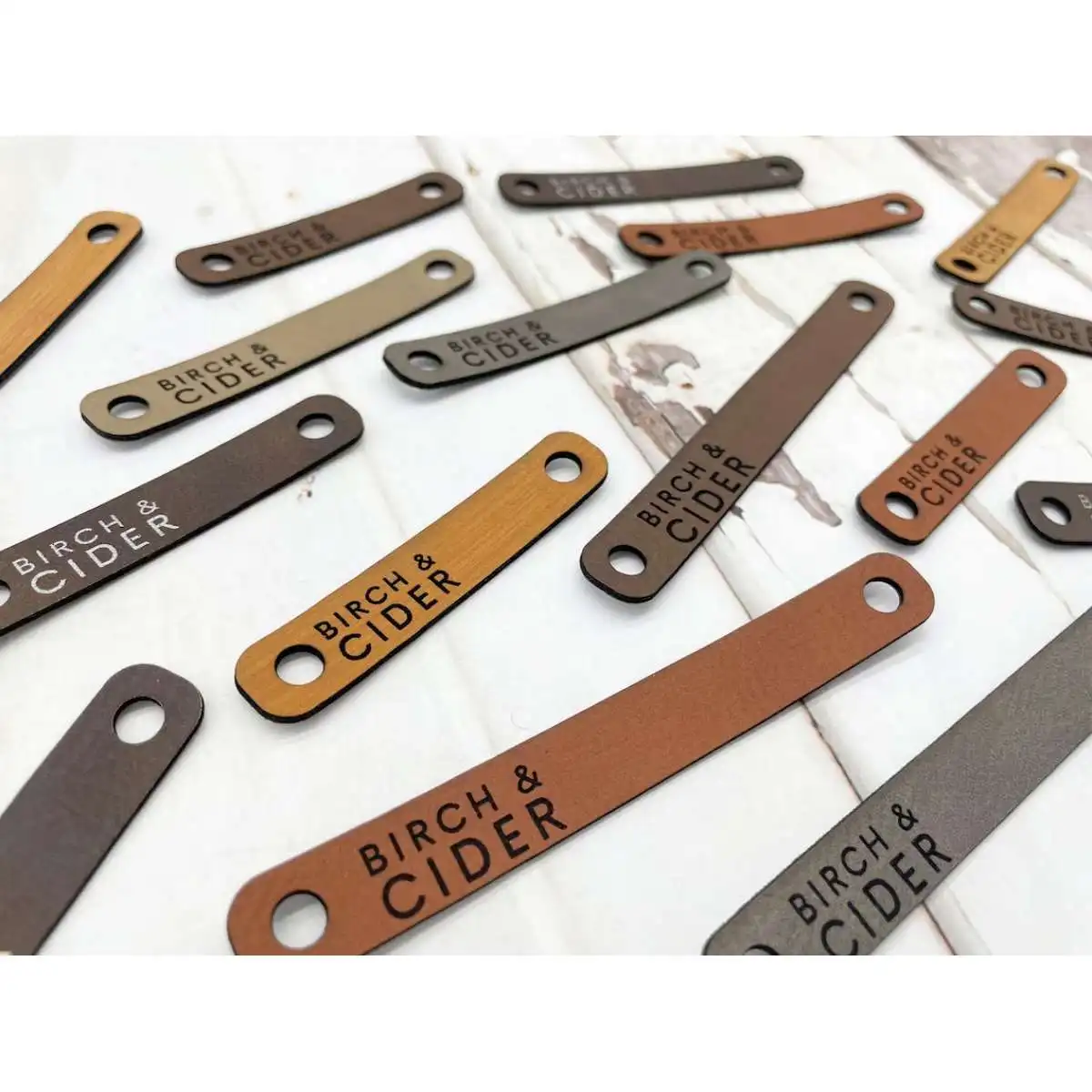 MAX Skinny Tags// 0.5” x 4” //Custom No Sew Faux Leather Tags // Chicago Screw Hat Tag // Business Labels for Hats // Crochet Ta