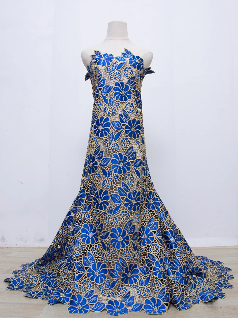 النيجيري الحبل أقمشة الدانتيل 2025 جودة عالية الأحجار الأفريقية جبر الدانتيل الفرنسية للذوبان في الماء أقمشة الدانتيل لفستان الزفاف 5 ياردة #3