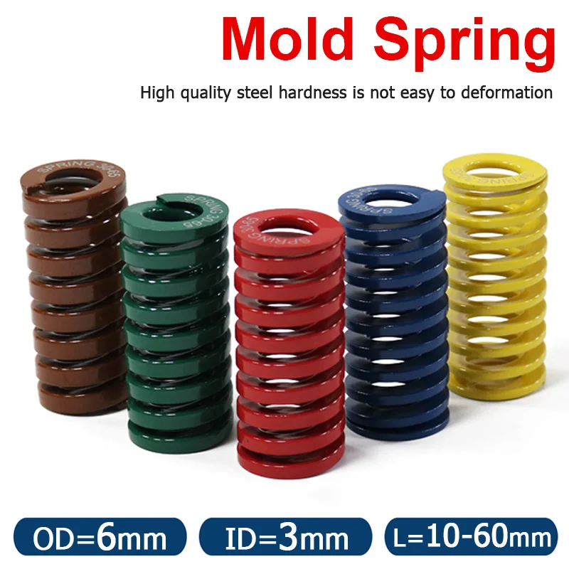 

10pcs OD 6mm ID 3mm Compression Spring Loading Die Mold Spring Length 10-60mm Yellow/Blue/Red/Green/Brown