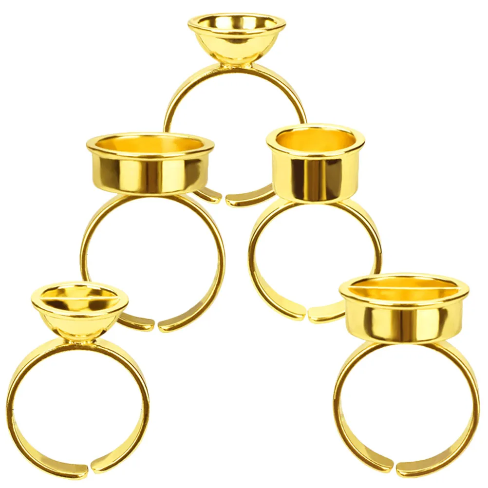 

Набор из 5 колец из нержавеющей стали для тату-пигментов, чернил, клея, портативный инструмент для хранения и макияжа, для наращивания ресниц