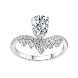 Luxury 1.5ct Water Drop Moissanite Ring wit Certificate Laboratory Diamond Rings Women Wedding Jewelry 18K Gold Plated S925 Si